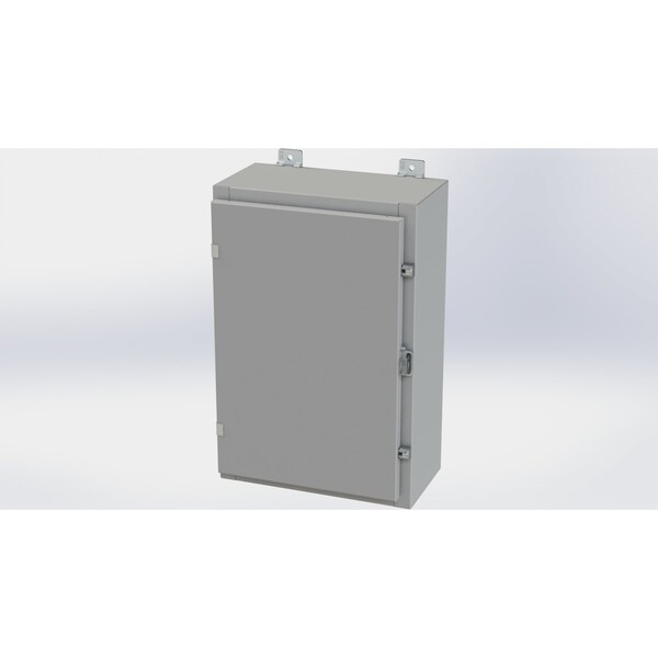 Clamps with Padlock Hasp Electrical Enclosures, 24 in H, 8 in D, 16 in W, NEMA 4, Carbon Steel